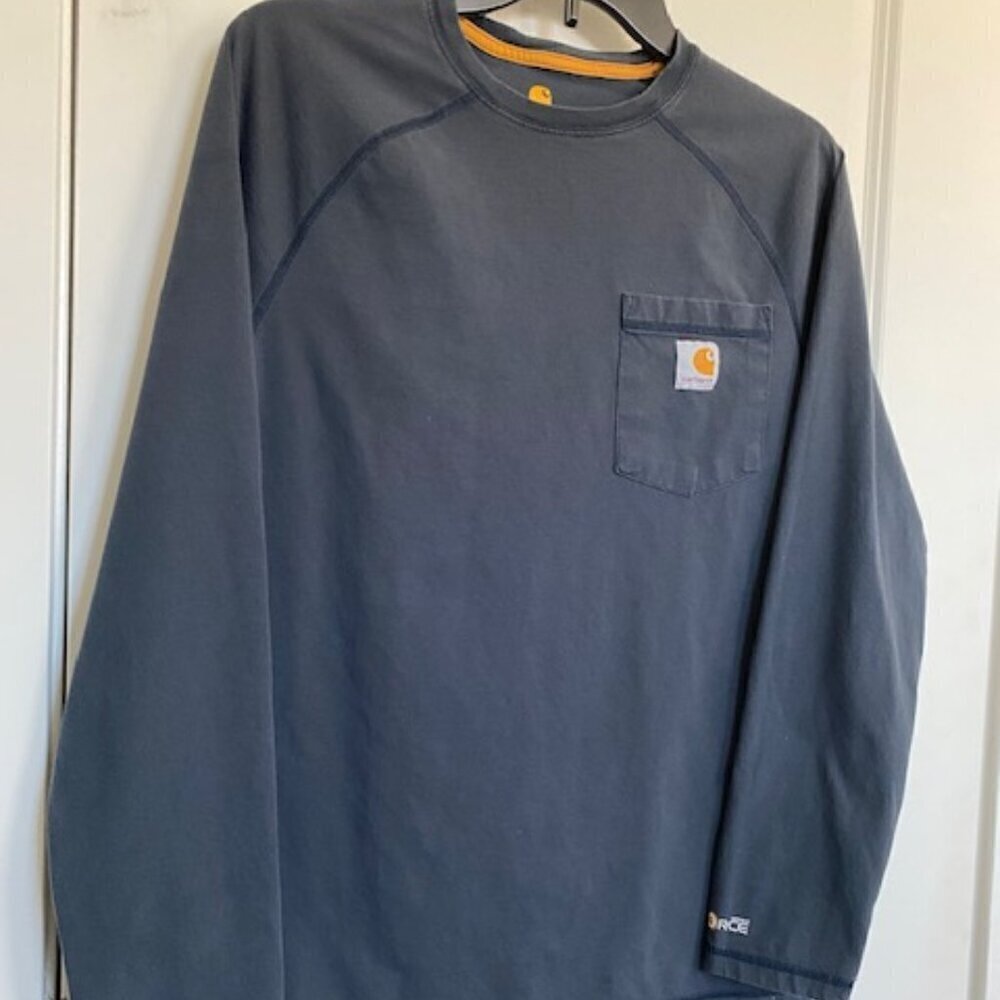 CARHARTT Force Long Sleeve Navy Blue Long Sleeve T Shirt Small - Picture 11 of 12